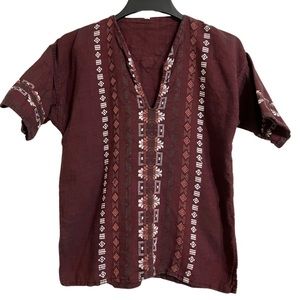Unbranded Unisex Tribal Artesano Etno Hippie Boho Ethnic Short Sleeve Shirt Sz M